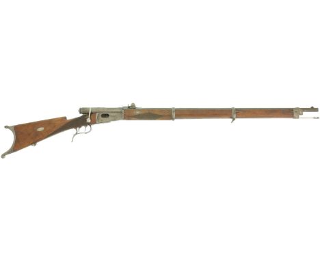  LL 830mm, TL 1325mm, Metallteile brüniert, teilweise berieben und fleckig. Zylinderverschluss mit zwei Verriegelungswarzen, 