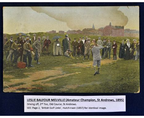 Early St Andrews coloured golfing postcard - titled'Golfing on St Andrews Links'. W & A K Johnston^ Series 263/1 depicting Le