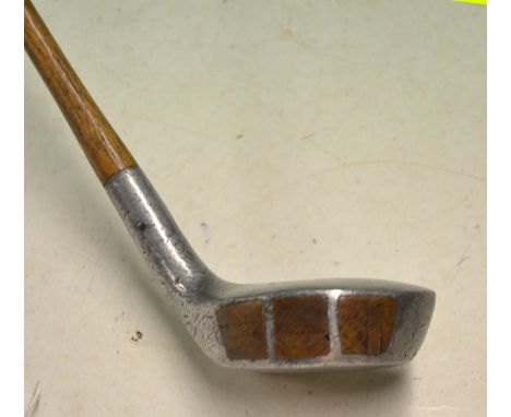 Scarce Standard Mills Pat. BGS model alloy spoon- fitted with 3x rear square beech wood inserts to the head -  c/w makers sha