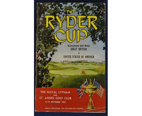 1961 Official Ryder Cup golf programme - played at Royal Lytham & St Anne's GC - US winning 14 1/2 - 9 1/2 c/w final day's dr