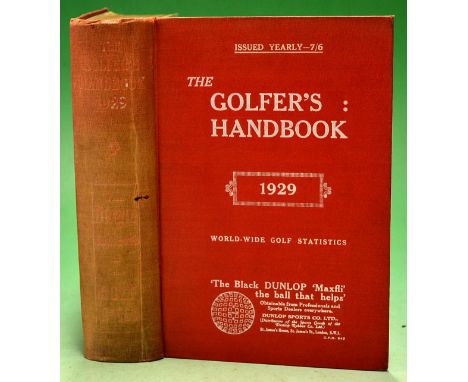 The Golfer's Handbook 1929 - Original red cloth boards (spine faded) - 31st edition featuring numerous photographs^ advertise