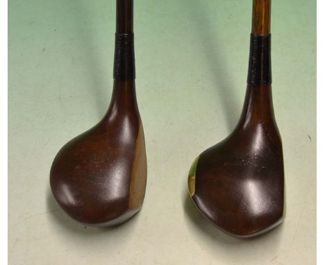 R Simpson'The Perfect Balance' brass back weighted stained persimmon driver t/w a Spalding crescent mark to the crown persimm