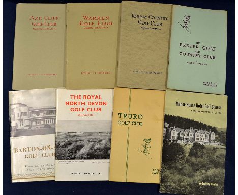 8x South West of England golf club handbooks from the 1930s onwards by Robert HK Browning^ Tom Scott^ Geoffrey Cousins^ Rober