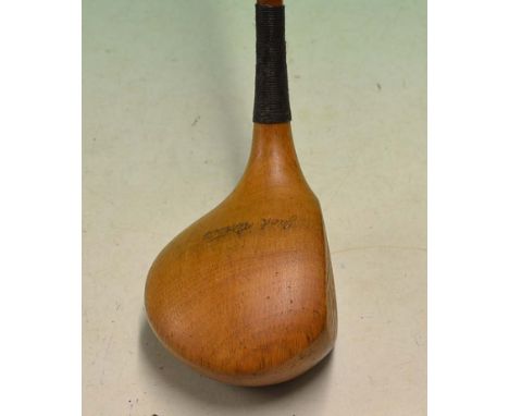 Jack White deep faced large head Palakona shafted light stained persimmon wood driver still fitted with the original Jack Whi