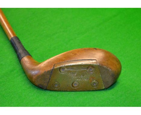 R Forgan St Andrews Pat "The Tolley Putter" mallet head Forganite putter - complete with period full length leather grip