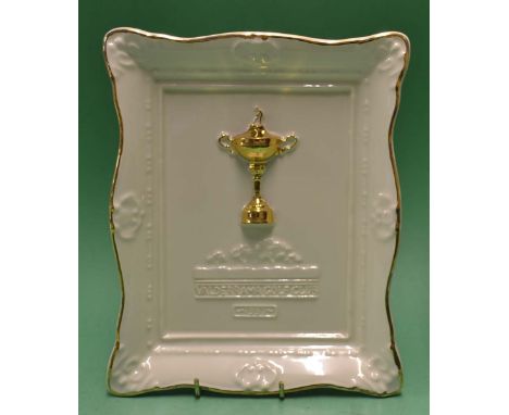 1997 Ryder Cup Commemorative ceramic wall plate - with 22ct gold trim^ hand crafted by Bill Waugh For Royal English Porcelain