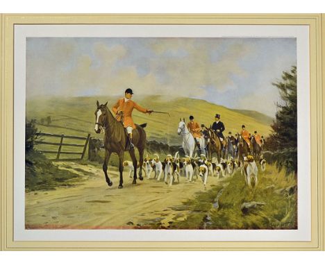 Colour Hunting print'Moving Off To Draw' the Lanark and Renfrew foxhounds from the painting by C. E. Stewart^ printed and pub