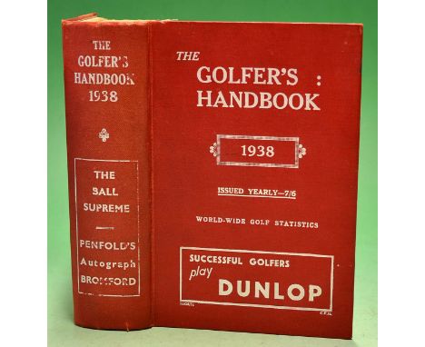 The Golfer's Handbook 1938 - Original red cloth boards (spine faded) - 40th edition incl Henry Cotton 2nd Open Championship '