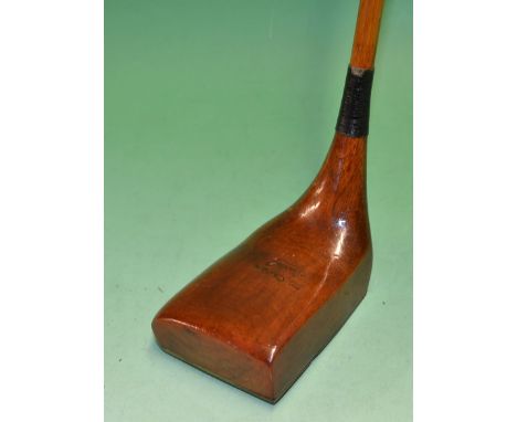Gassiat style large head light stained persimmon putter - stamped to the crown "The Stadium" and fitted with full brass sole 