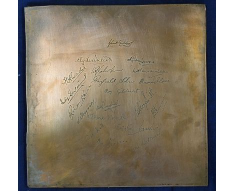Rare 1957 West Indies cricket tour copper engraved plate comprising original copper plate used by Royal Worcester in the prod