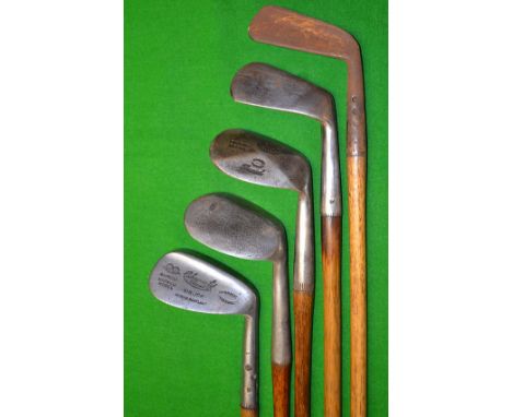 5x assorted irons including 3x large head niblicks^ a Maxwell model^ a diamond back model^ and a Zenith showing the Nicoll ha