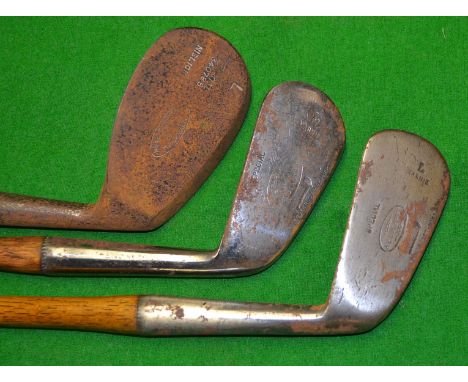 3x very playable ladies irons to incl a pair Tom Stewart mashies and a super large headed pat. niblick by Jack Randall Sundri