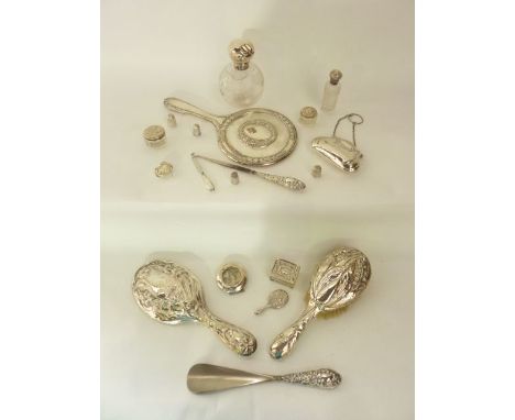 A miscellaneous collection of silver dressing items, various makers, Birmingham, Chester & London, 1886-1991, comprising: two