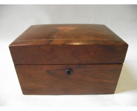 A small 19th Century walnut veneered work box with inlay detail and simple lined interior together with a small vintage box w