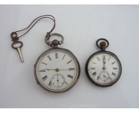 A silver open-faced pocket watch, hallmarked for London, 1884, the white enamelled dial with black Roman numerals, subsidiary