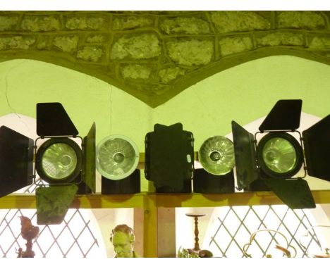 Five contemporary lighting units for stage/theatre use, each marked Gobale GB 67, also marked Fmax 100N 16A 250V, three compl