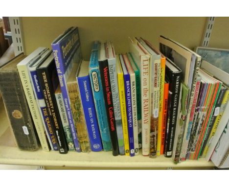 A collection of books on steam railways, mainly mid-20th century and later, several copies of The Railway Observer, a limited
