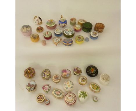 A quantity of various trinket boxes, some in ceramic and including Royal Crown Derby example, royal commemorative examples, e