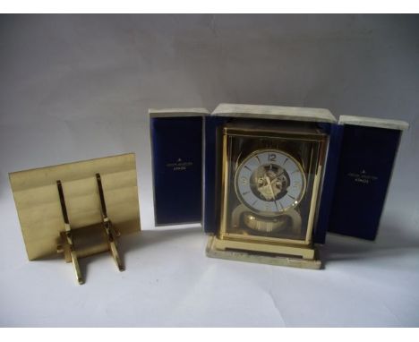 Jaeger-Le-Coultre Atmos bracket clock with brass case and bracket and original travelling case