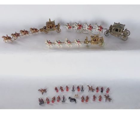A vintage lead assembly of eight parading royal horses, a further assembly of parading horses and riders with related royal c