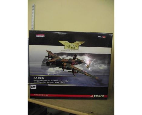 A boxed limited edition detailed diecast model of AA37204 Handley Page Halifax BIII LB607 Friday 13th plane from the Aviation