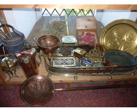 An interesting miscellaneous collection to include an antique cordite carrier with remnants of painted armorial detail, a Geo