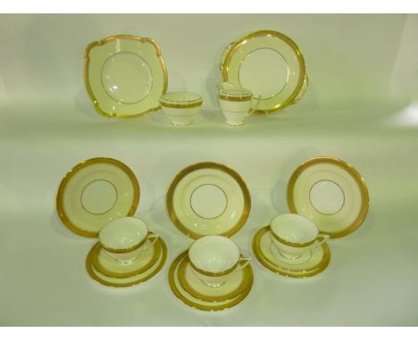 A collection of Minton Westminster pattern tea wares number R154 with gilt border decoration together with coordinating Aynsl