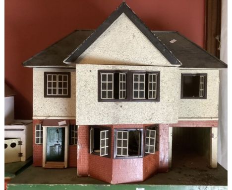 Vintage dolls houses 1950s ; Pair of well worn old dolls houses triang and another in restoration only condition-slime old fu