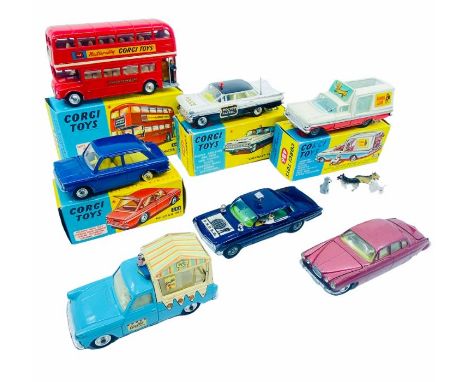 A group of boxed and unboxed Corgi Toys circa 1960's - To include: No.468 London Transport Routemaster Bus (boxed), No.251 Hi