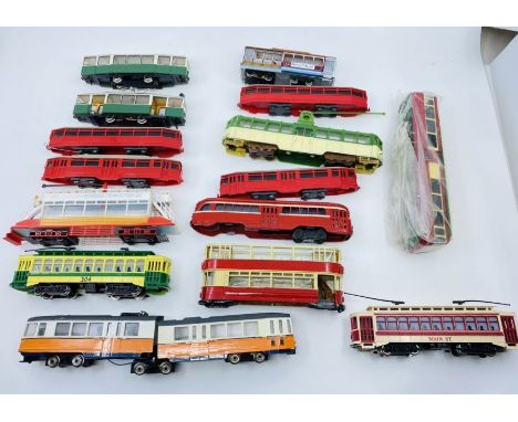 A collection of tram models, predominantly 'HO' Scale with some motorised examples (qty)