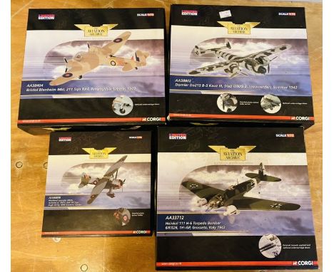 Lot of 4x Assorted Corgi Aviation 1:72 Scale&nbsp; Model Aircraft - Boxed - Model has been previously displayed, contents unc