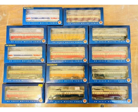 A selection of Bachmann 'HO' Scale tram street car BODIES ONLY, no motors or chassis - All boxed (14)