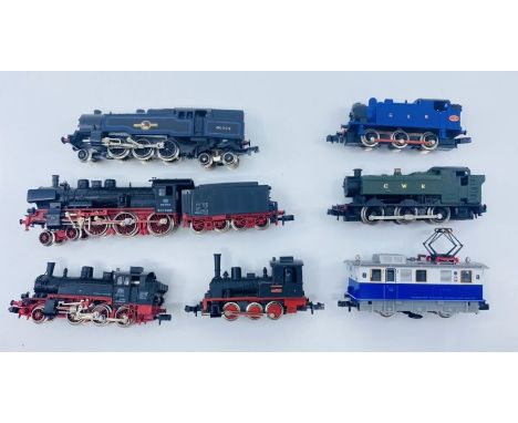 A collection of N Gauge Model Railway Locomotives - Includes Graham Farish &amp; Fleischmann - All Unboxed (7)