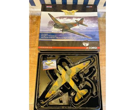 Corgi Aviation 1:72 Scale AA38204 C-47 Dakota Battle of Britain - Boxed - Model has been previously displayed, contents unche