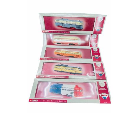 A selection of Corgi Vintage Bus lines Street Trams (5), Blackpool Balloon Trams (5) - All Boxed (10)&nbsp;