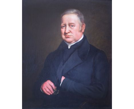 19th Century English School - Oil on canvas - Portrait of a cleric, unsigned, 74.5cm x 62cm  Condition: There is a patch on t