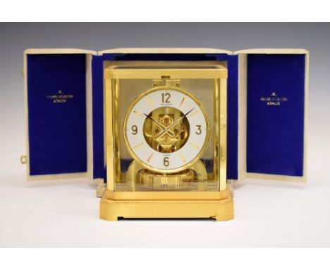 Jaeger LeCoultre Atmos Perpetual Motion mantel clock, in a gilded brass case, with glass panels, the signed white chapter rin