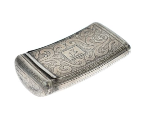 George III silver snuff box having all-over engraved decoration, maker William Pugh, Birmingham 1808, 5cm long, 0.5oz approx 