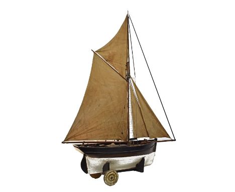 Large early 20th Century scratch built model of a Brixham fishing smack, length of hull 160cm, together with a custom built s