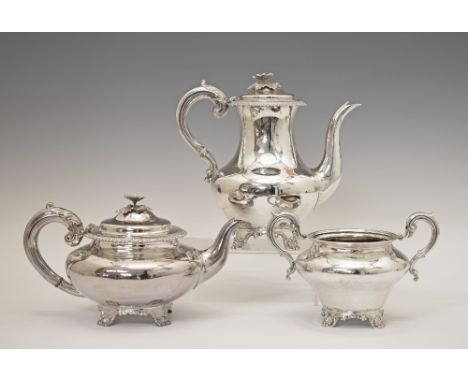 Victorian silver coffee pot with matching two handled sugar basin, each bearing inscription 'Presented by The West Suffolk Ag