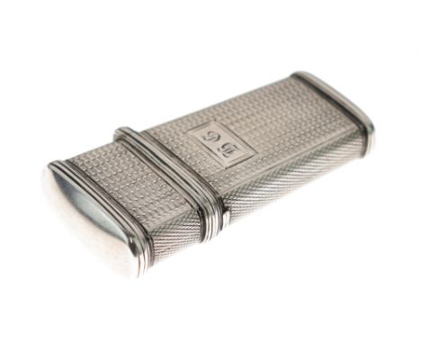 George IV engine turned silver etui case, the hinged cover opening to reveal four vacant apertures, maker Joseph Taylor, Birm