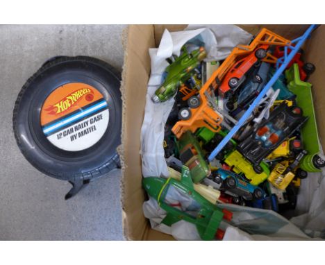 A collection of die-cast model vehicles, mainly 1960's and 1970's including Corgi Batmobile, other TV series vehicles, a Hot 