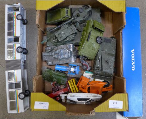 Dinky Toys military vehicles, Corgi and a NZG Volvo bus