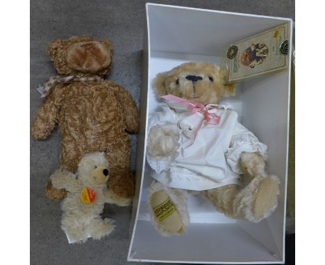 A Merrythought limited edition Teddy bear, a Steiff Charly bear and one other