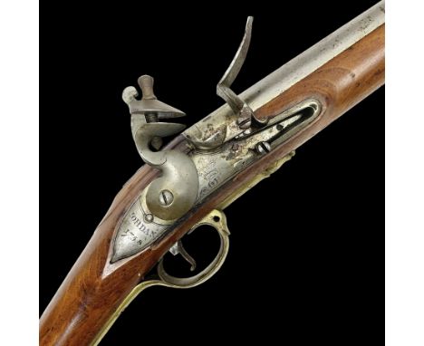 Brown Bess style 10-bore flintlock musket, the action marked with Crowned GR, 'Jordan' and dated 1758, the 104cm(41") barrel 