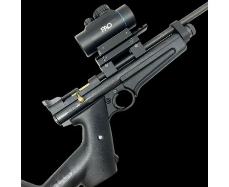 Crosman Model 2250B .22 cal. CO2 rifle, with PAO red dot sight and skeleton stock, serial no.221B76447, L77.5cm overall  NB: 