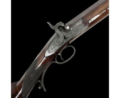 Mid-19th century percussion rifle by Geo. Forrest & Sons of Jedburgh No.844, 79cm octagonal barrel (approx .45 bore) with fol