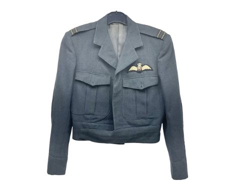RAF Flight Lieutenant Battledress blouse by Moss Bros. with Pilot's cloth badgeCondition Report:Lining slightly unstitched to
