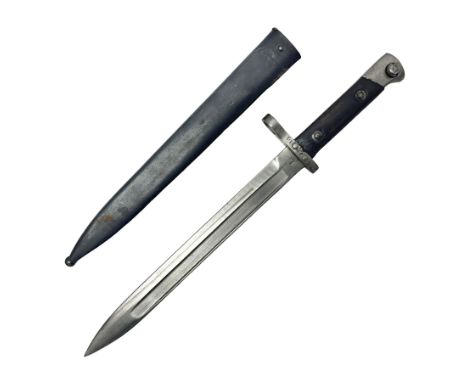 Austrian Model 1895 Carbine knife bayonet with 24.5cm fullered steel blade; various marks to the ricasso including F.G. GY.; 