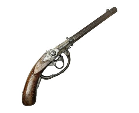 Mid-19th century military Model 1841 Bavarian Lindner style breech loading percussion pistol dated 1842, approximately 16mm c
